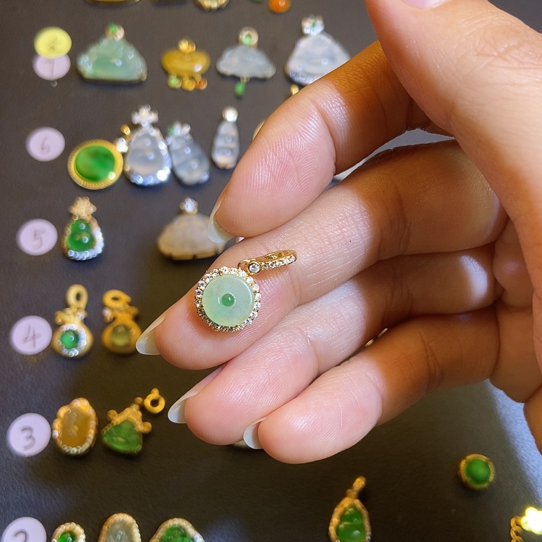 翡翠银S925镶嵌吊坠(不含链)