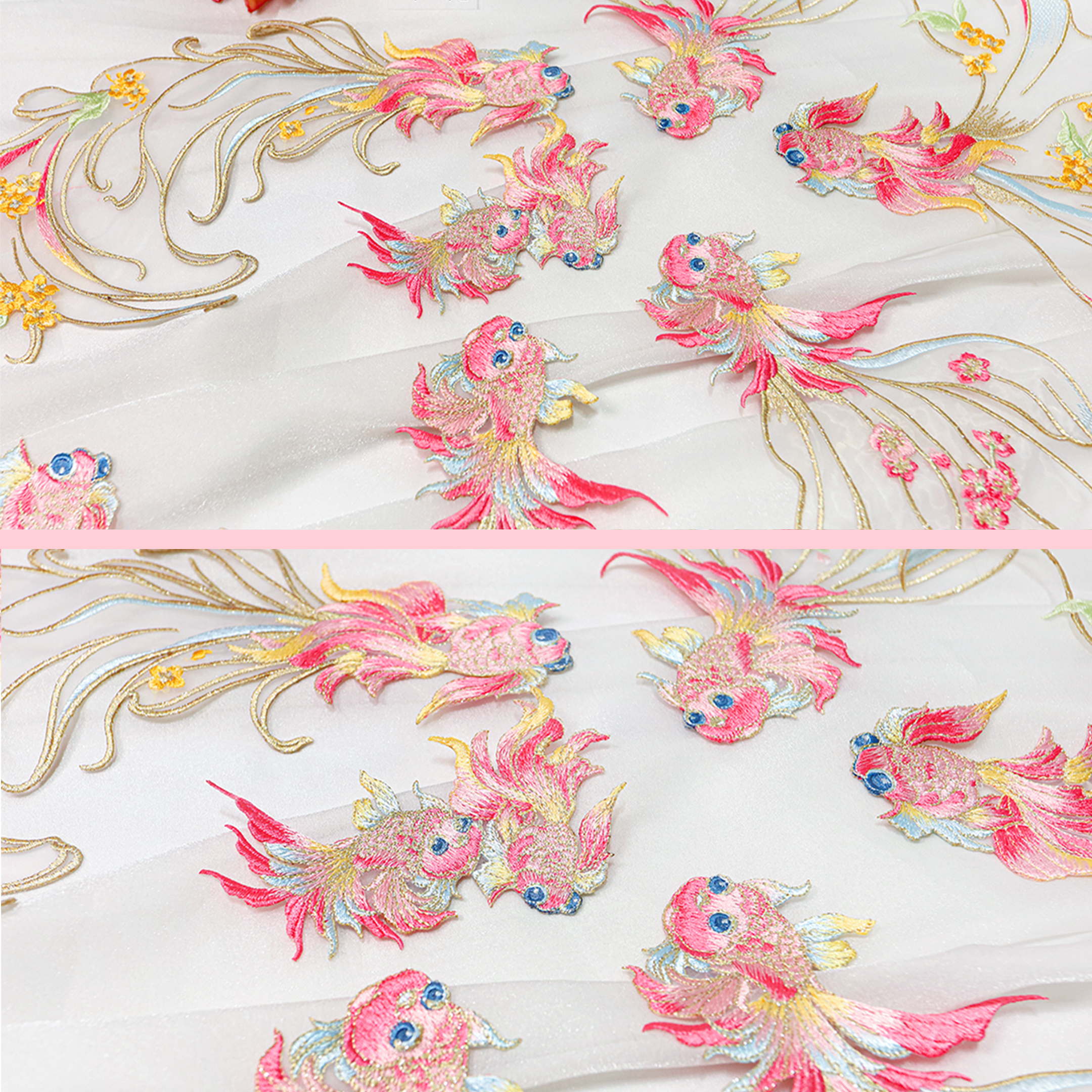 绣花锦鲤布贴国风精美汉服旗袍古风补丁破洞装饰品居家布艺绣片