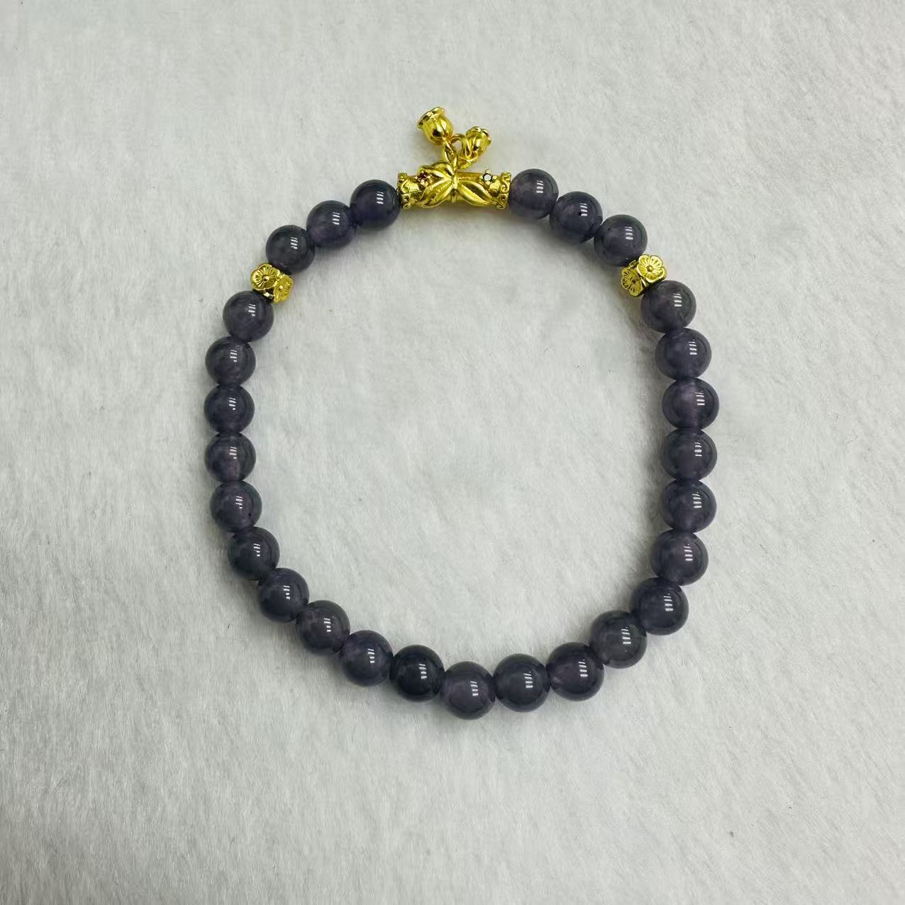 SC041时尚大气和田玉烟紫6mm手串设计款