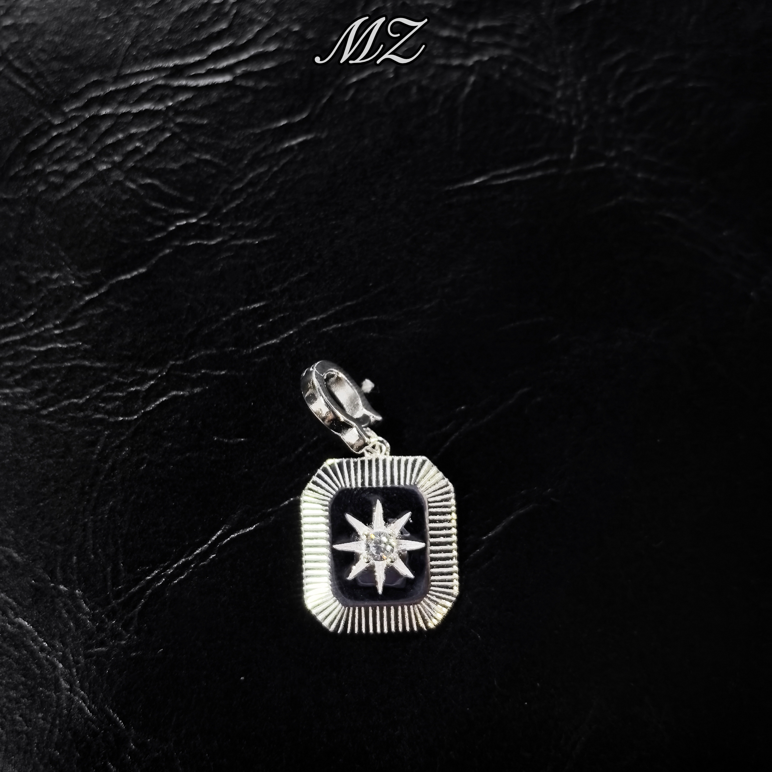 坠链均925银 轻奢万能扣小众简约百搭项链-八芒星方牌吊坠0890