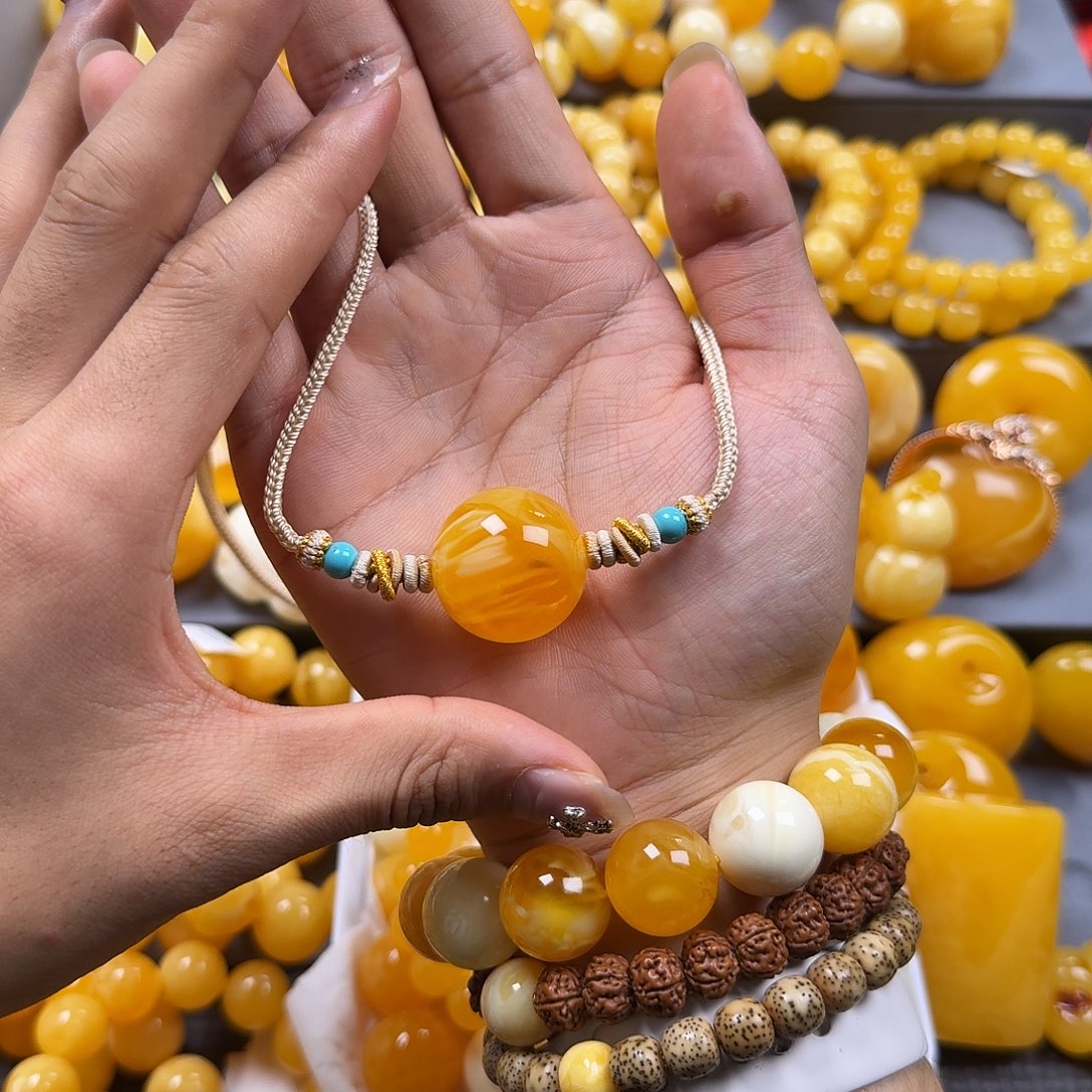 琥珀珠宝奇石未镶嵌锁骨25mm