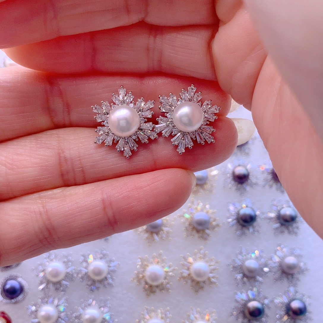 耳饰合金淡水珍珠