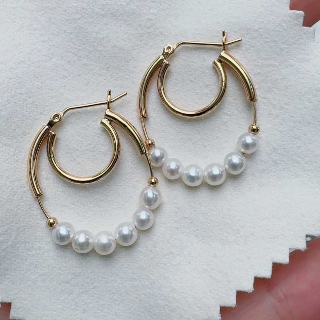 银S925镶嵌耳饰淡水珍珠@@be139