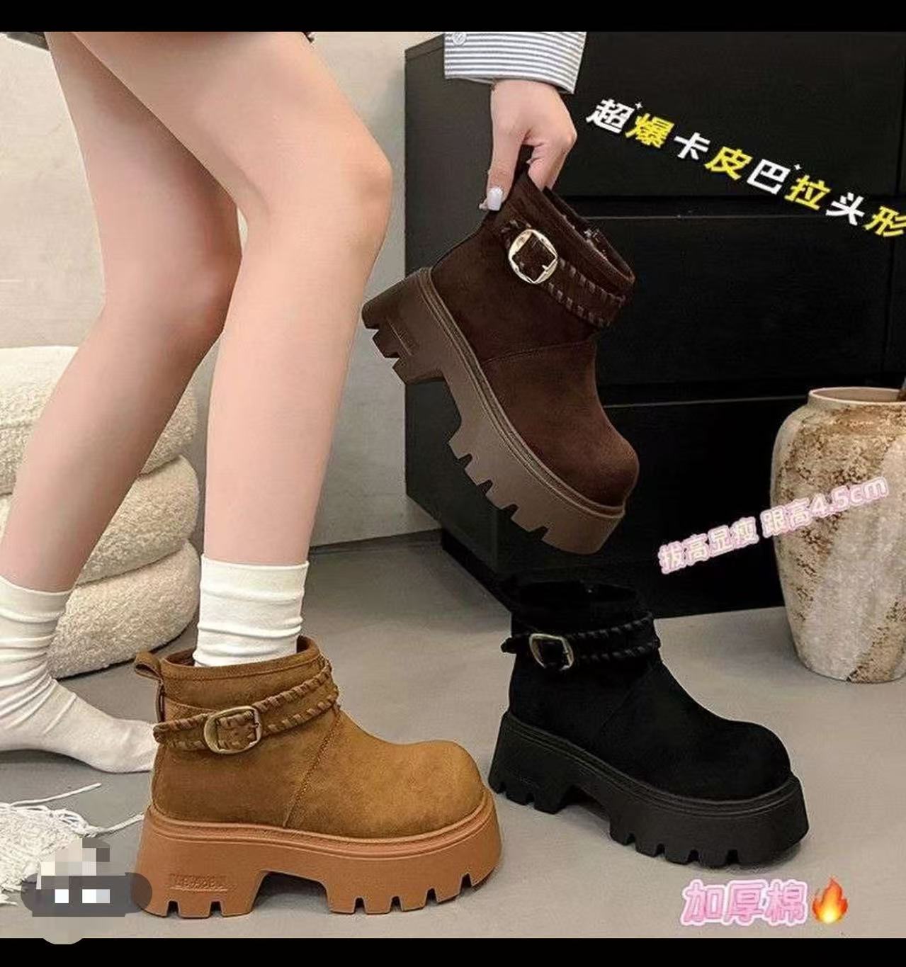 1012复古增高厚底马丁靴女2025新款秋季配裙子软底雪地短靴