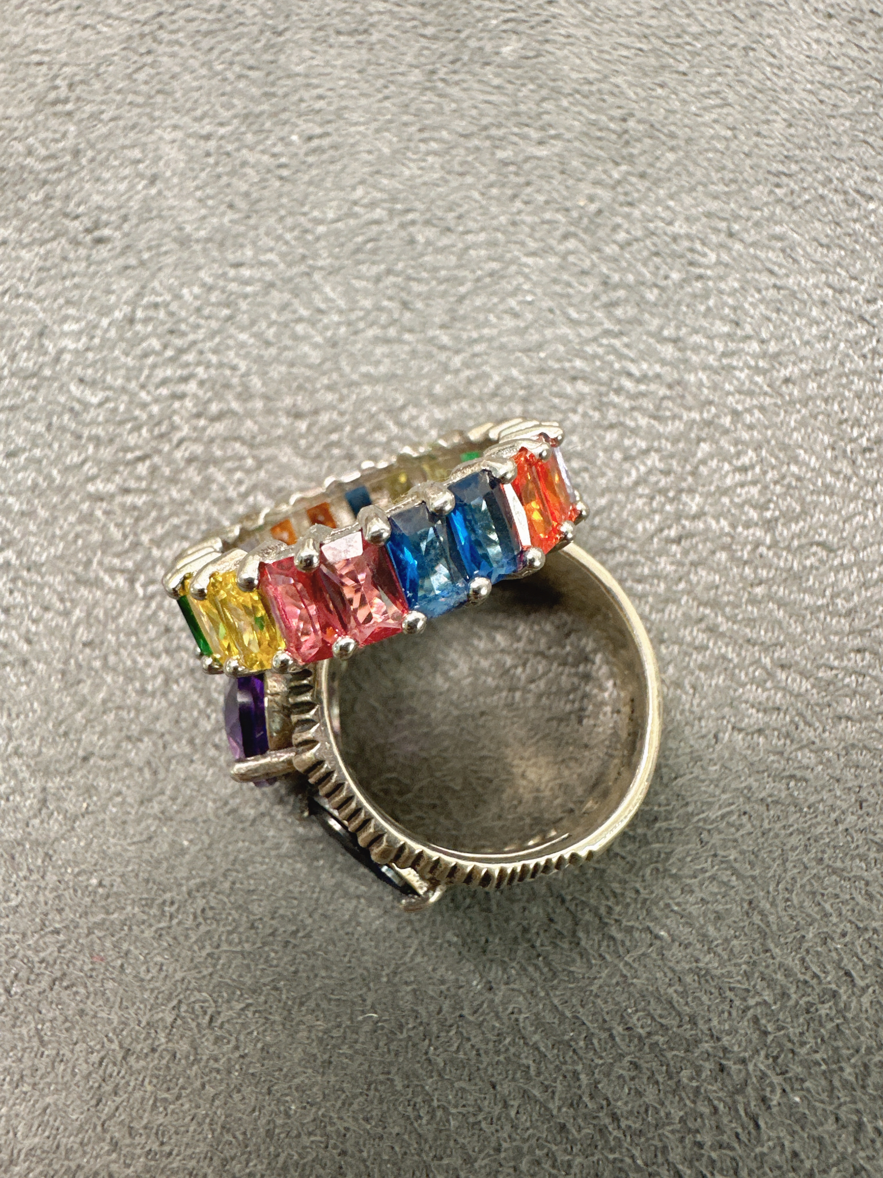 铜合金合成锆石戒指 仿宝石糖果色8号复古甜美风女指环