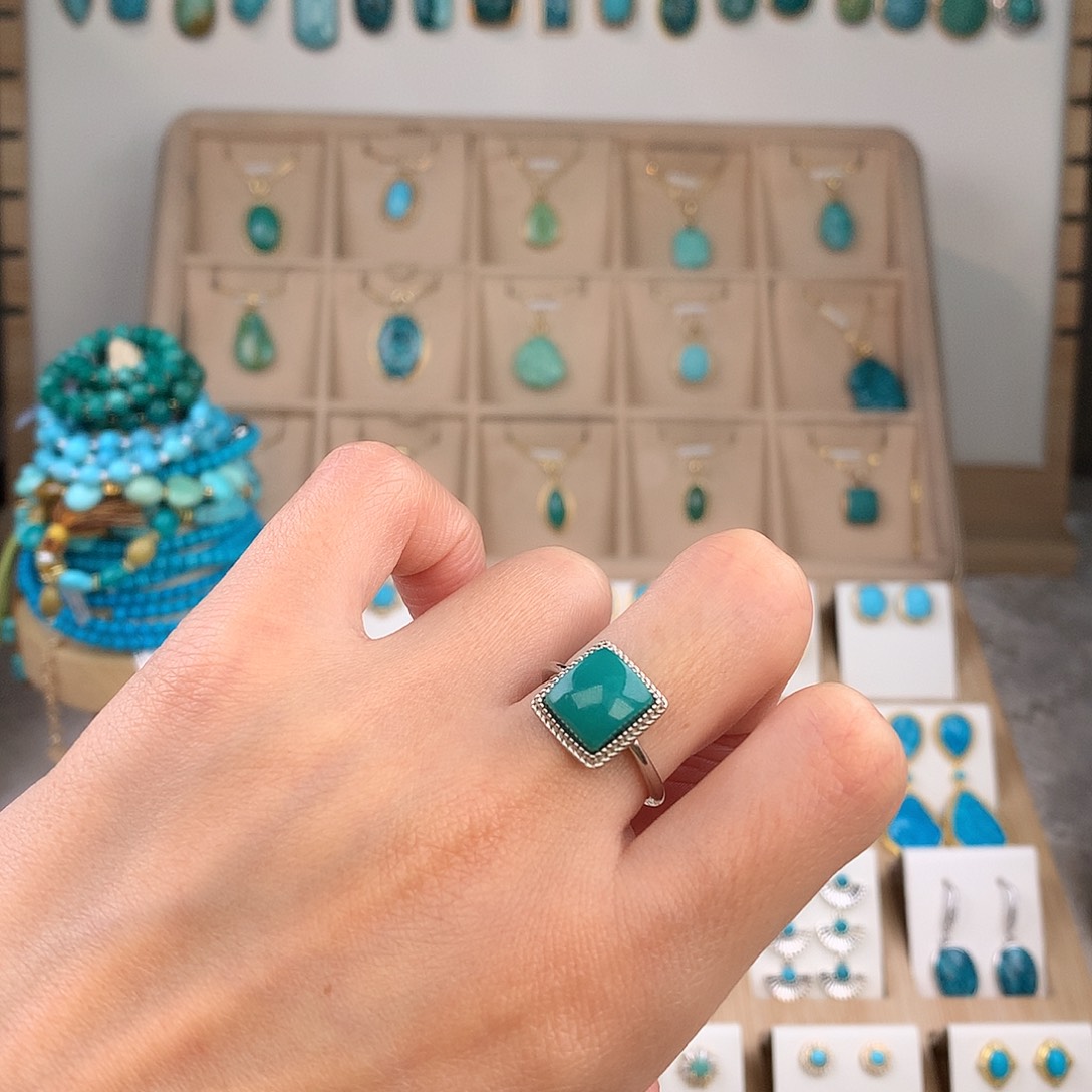 绿松石银S925镶嵌戒指