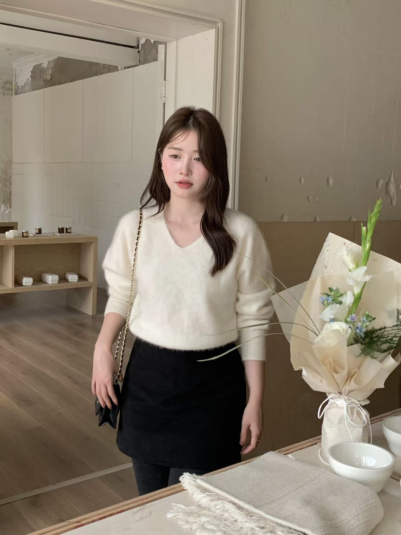 Miao【银杏情书】韩版秋冬V领内搭显瘦百搭针织简约时尚毛衣