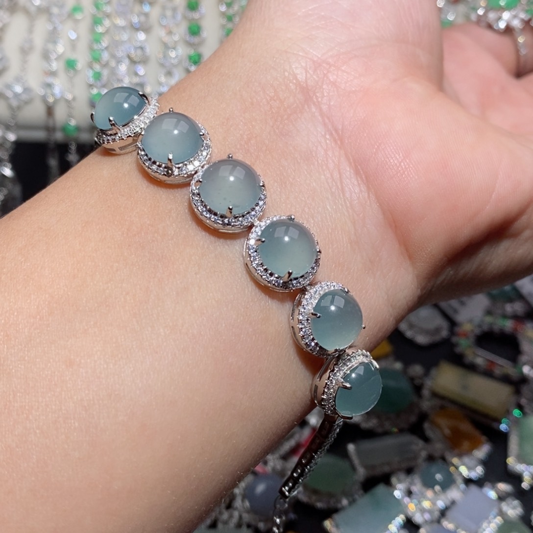 翡翠手链银S925镶嵌jjj jk