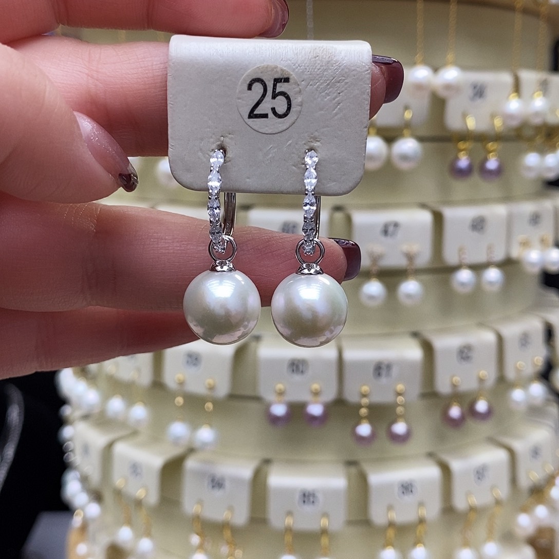 淡水珍珠耳饰银S925镶嵌