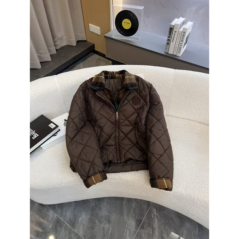 秋冬新款菱格时尚百搭翻领棉服保暖外套LG-21