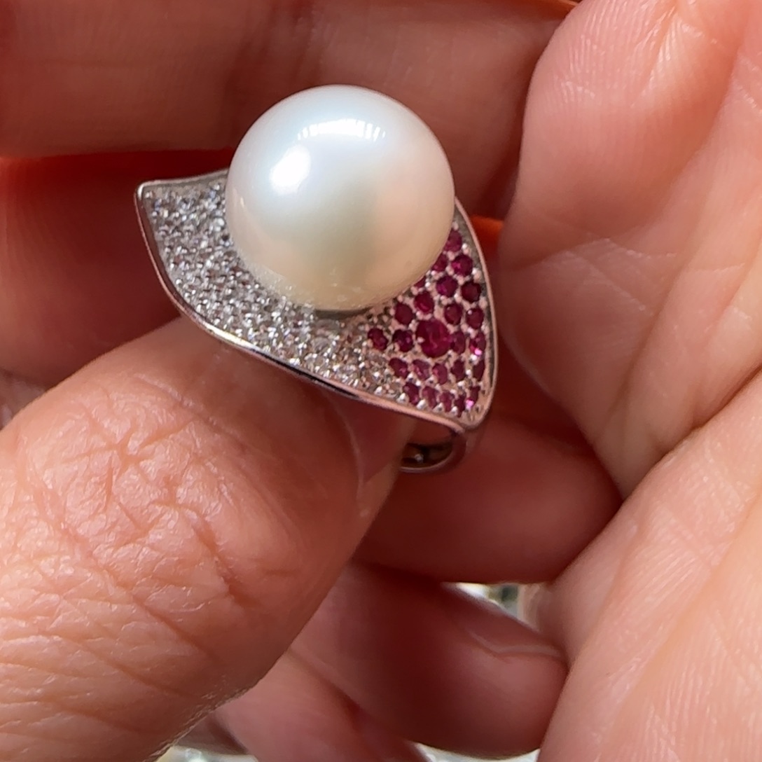 海水珍珠戒指银S925镶嵌