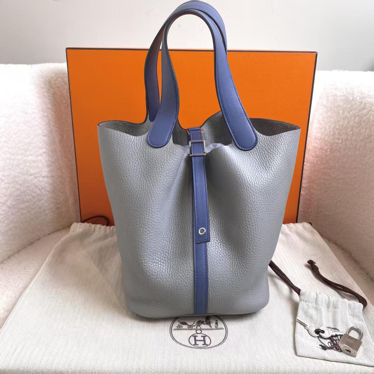 99新 Hermes/爱马仕 灰拼蓝菜篮子22/71333469/12期免息/代卖服务