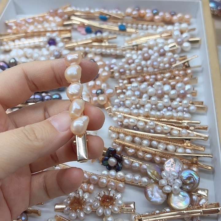 淡水珍珠发饰银S925镶嵌