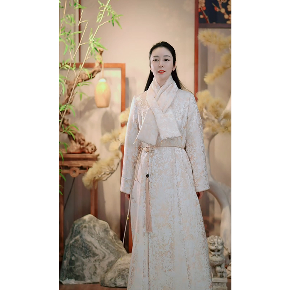 【玉锦流光】冬季新中式国风大气轻奢复古斜襟保暖长款宽松棉服