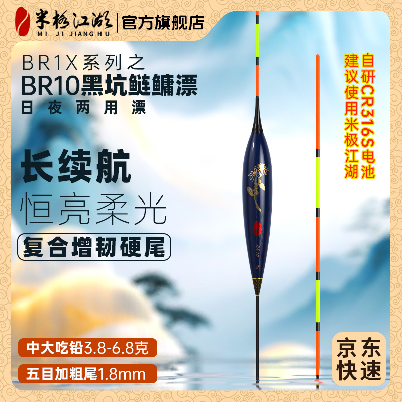 米极江湖BR10黑坑鲢鳙浮漂日夜两用电子夜光漂浅水大物巨物鱼漂子