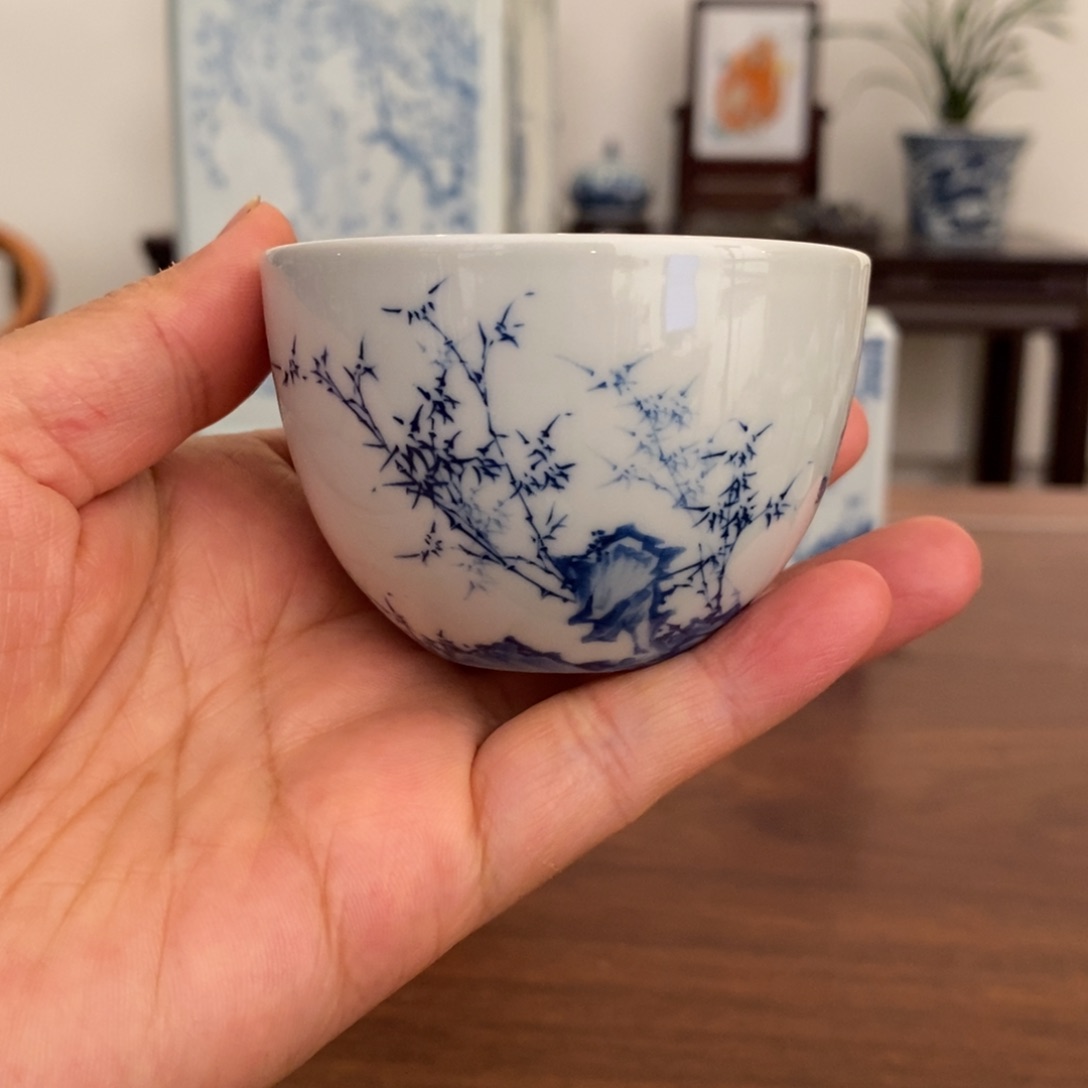 艺术笔墨 景德镇陶瓷板桥竹单杯