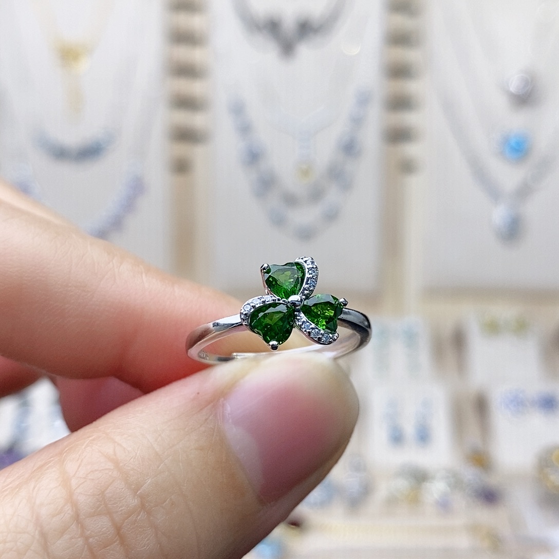 透辉石戒指银S925镶嵌需要证书备注