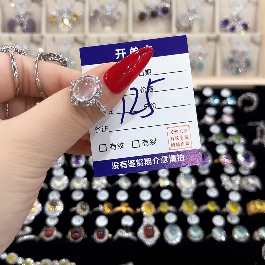 ****鹅戒指银S925镶嵌水晶