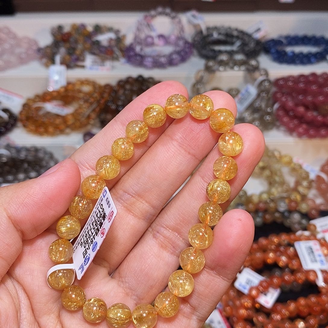 ****ෆ发晶手串未镶嵌金发晶7.7mm