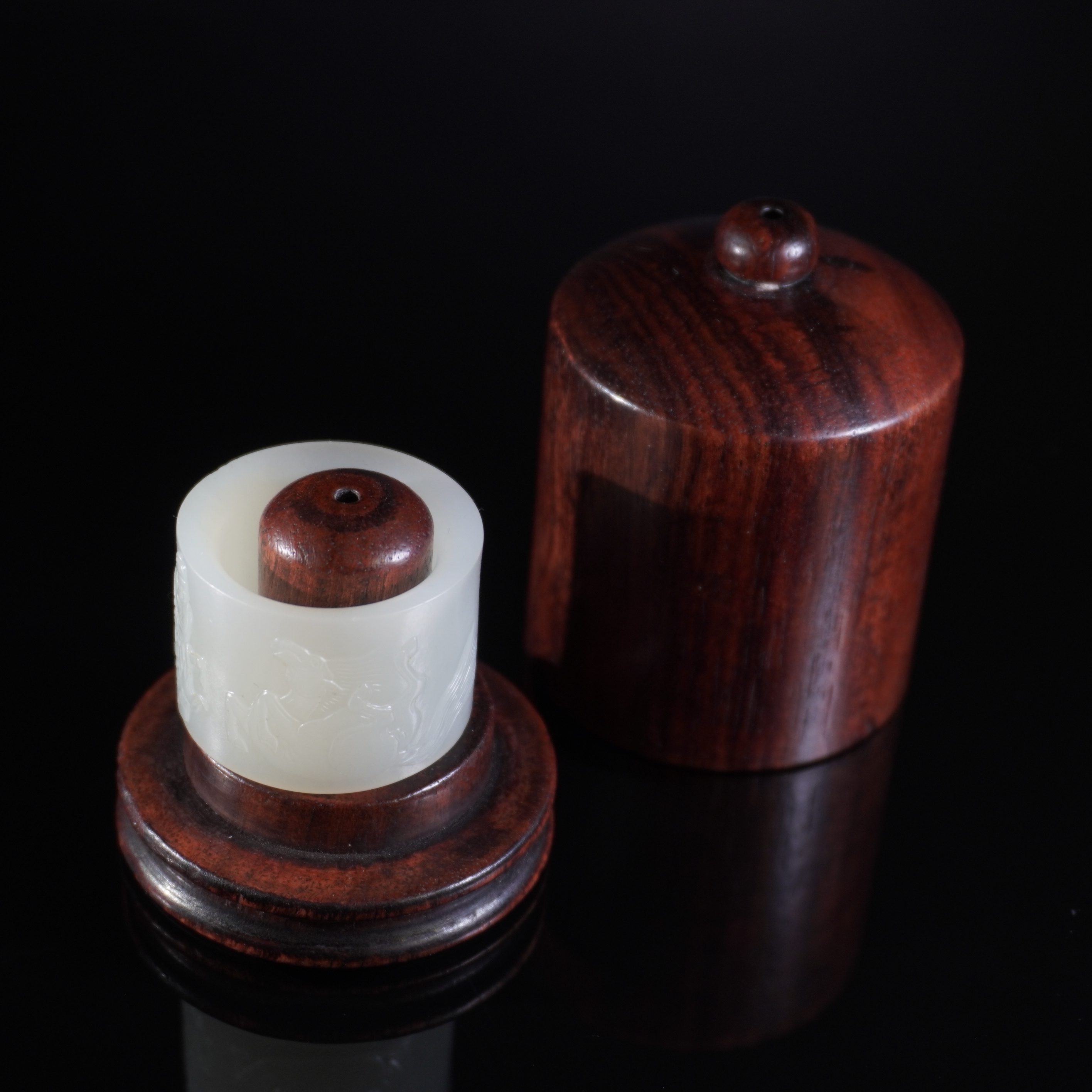 20世纪和田玉扳指/HY032938/金玉良缘/槐荫山房