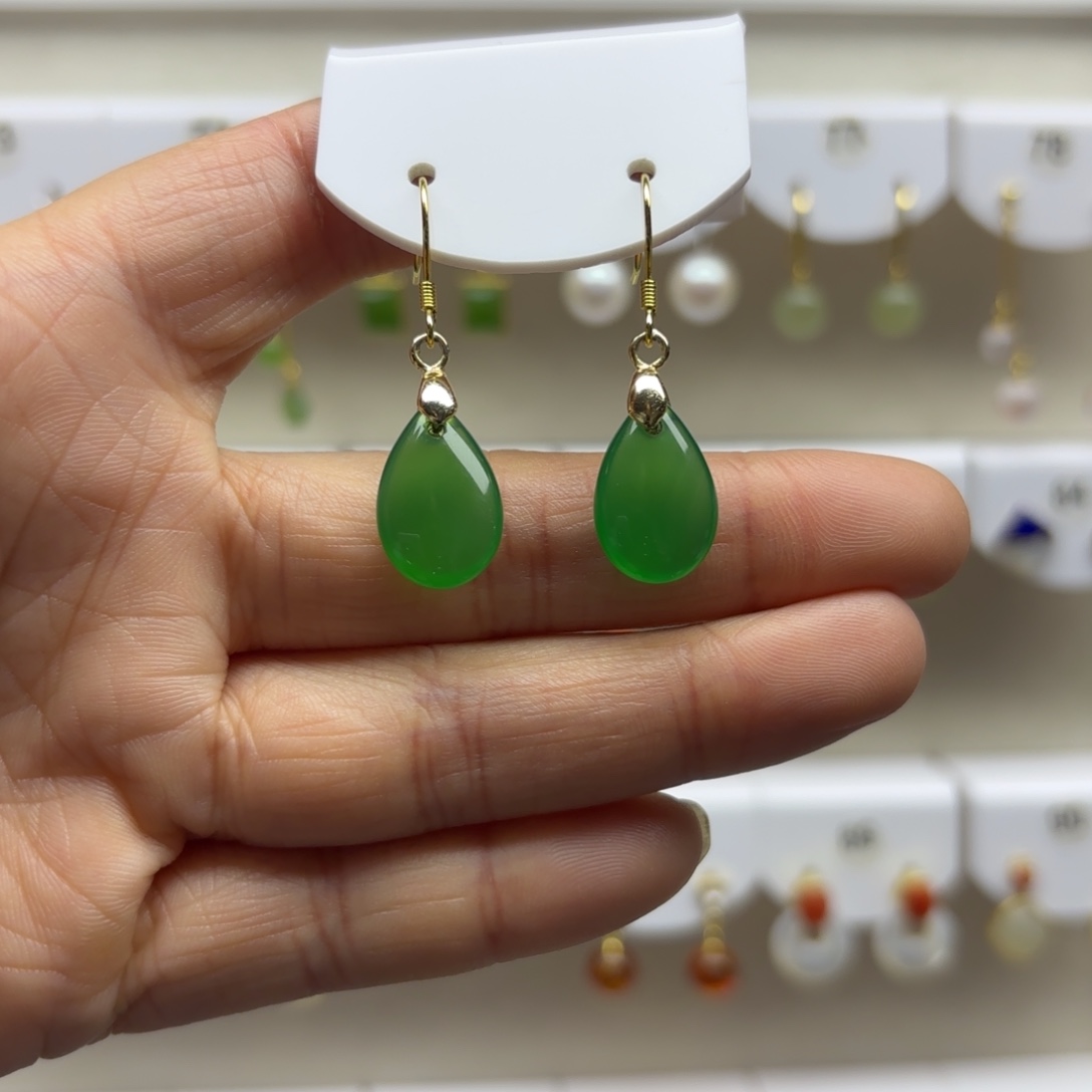 玛瑙/玉髓银S925镶嵌耳饰