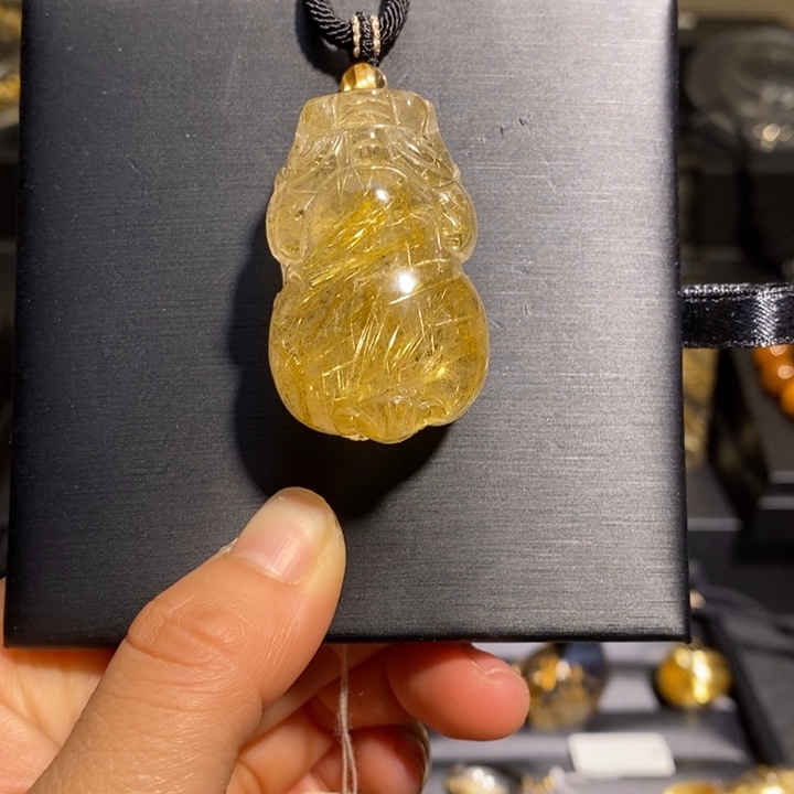 发晶颈饰未镶嵌金发晶貔貅吊坠