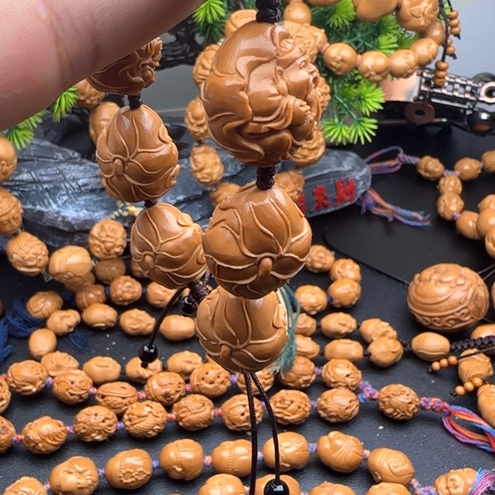 招***猫橄榄核手串/手链荷叶财神