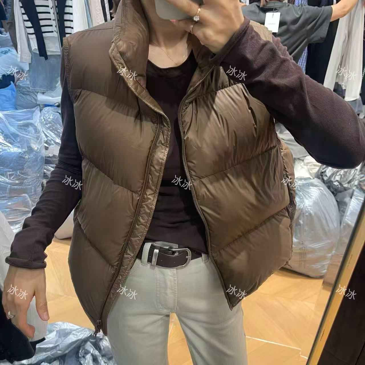 冰冰+秋冬款立领白鸭绒马夹女简约保暖