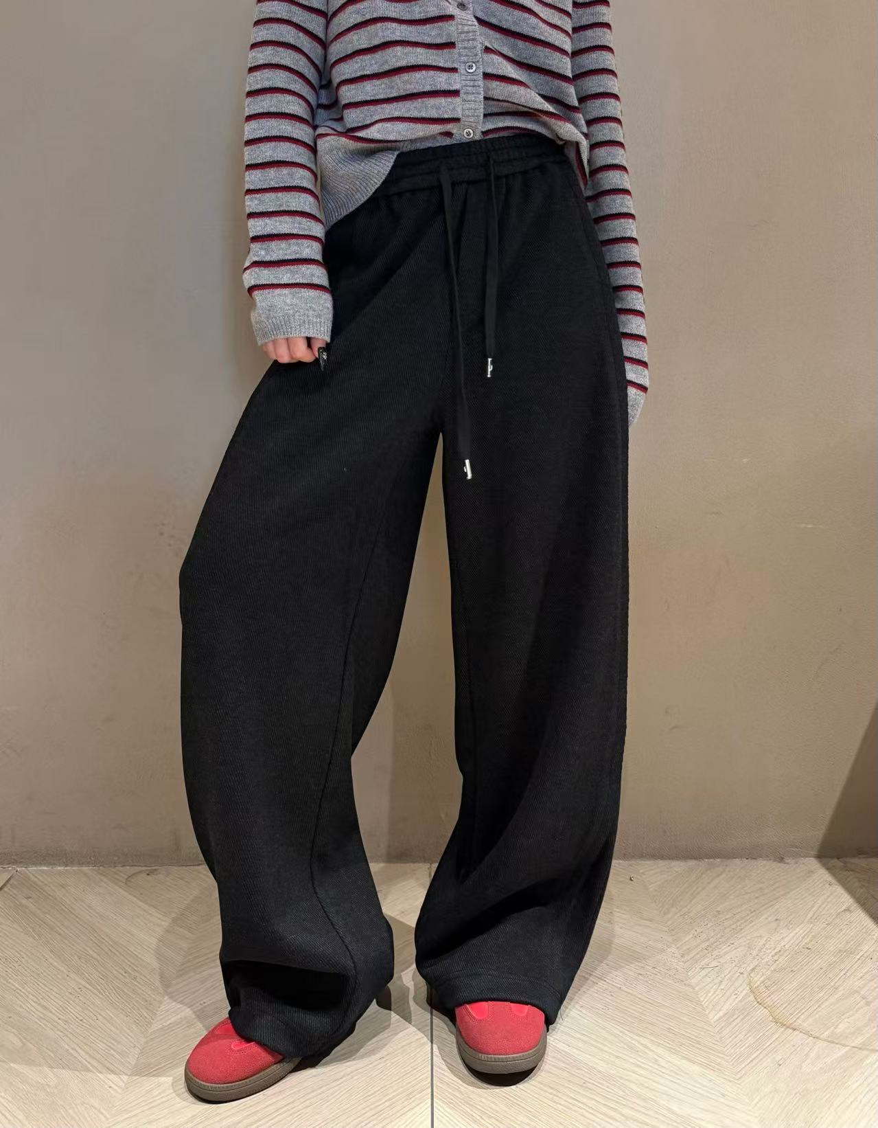 2025黑灰色超显瘦阔腿裤百搭休闲