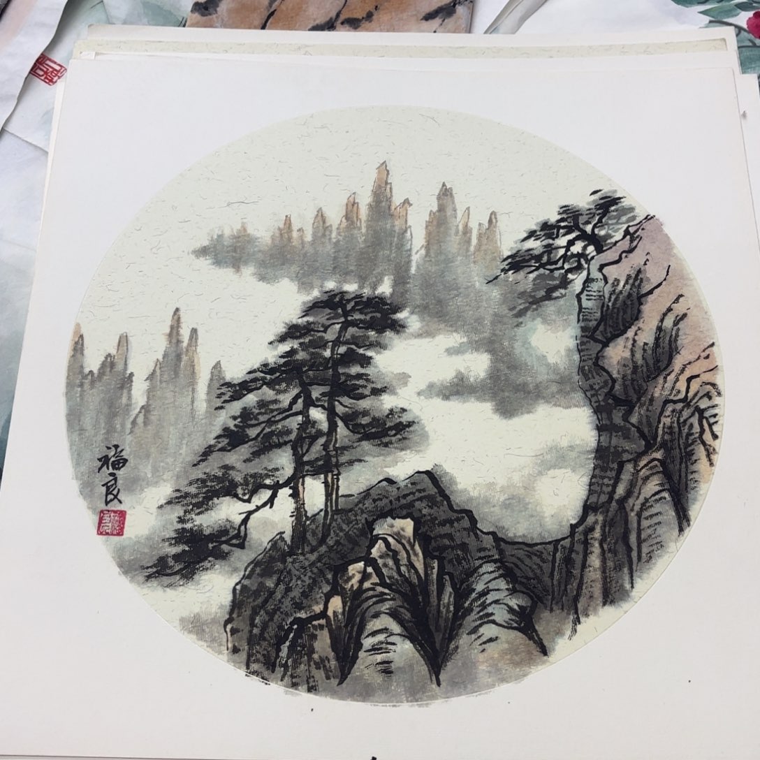 国画福良38卡纸作品童