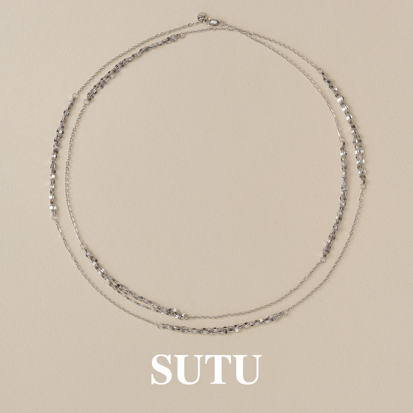 坠链均925银 多层闪片项链简约气质爆闪锁骨链轻奢高级感配饰女