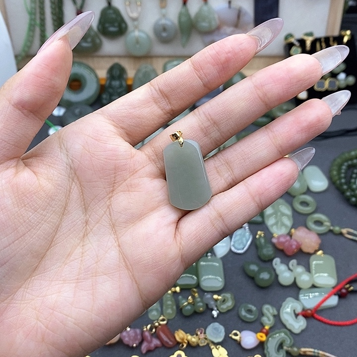 和田玉吊坠(不含链)银S925镶嵌