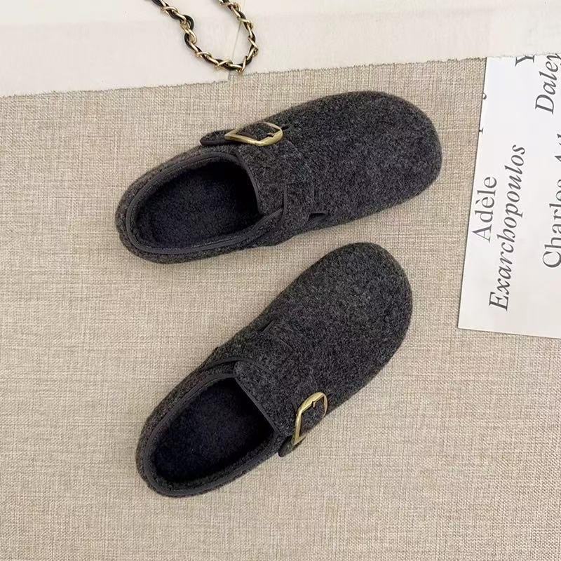 我们家 复古呢子加绒勃肯鞋 