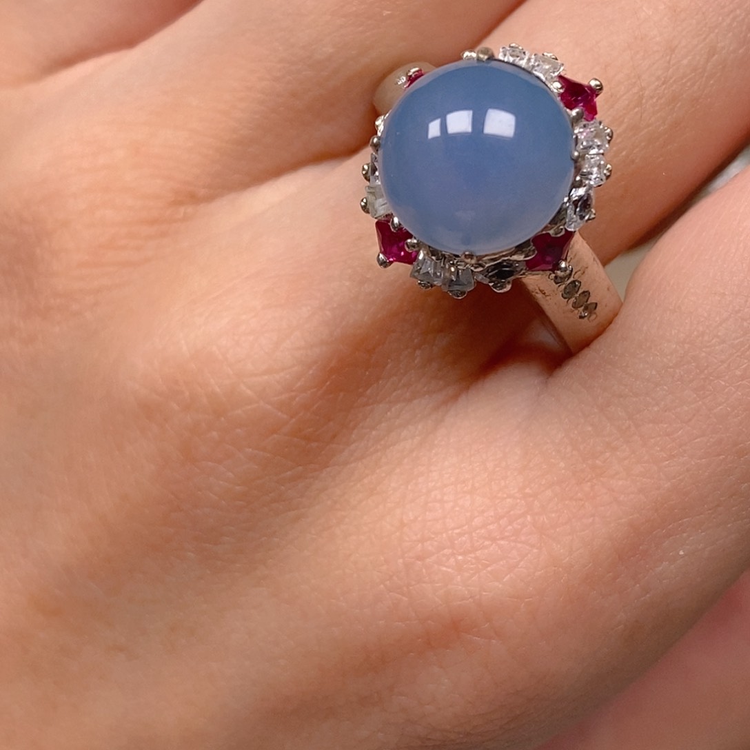 翡翠戒指未镶嵌浓紫