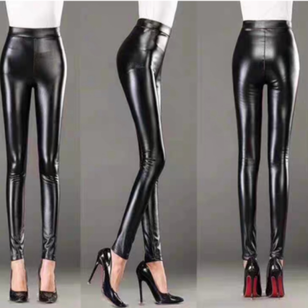 春秋新款薄绒皮裤女修身显瘦小脚裤打底裤紧身弹力大码柔软薄绒