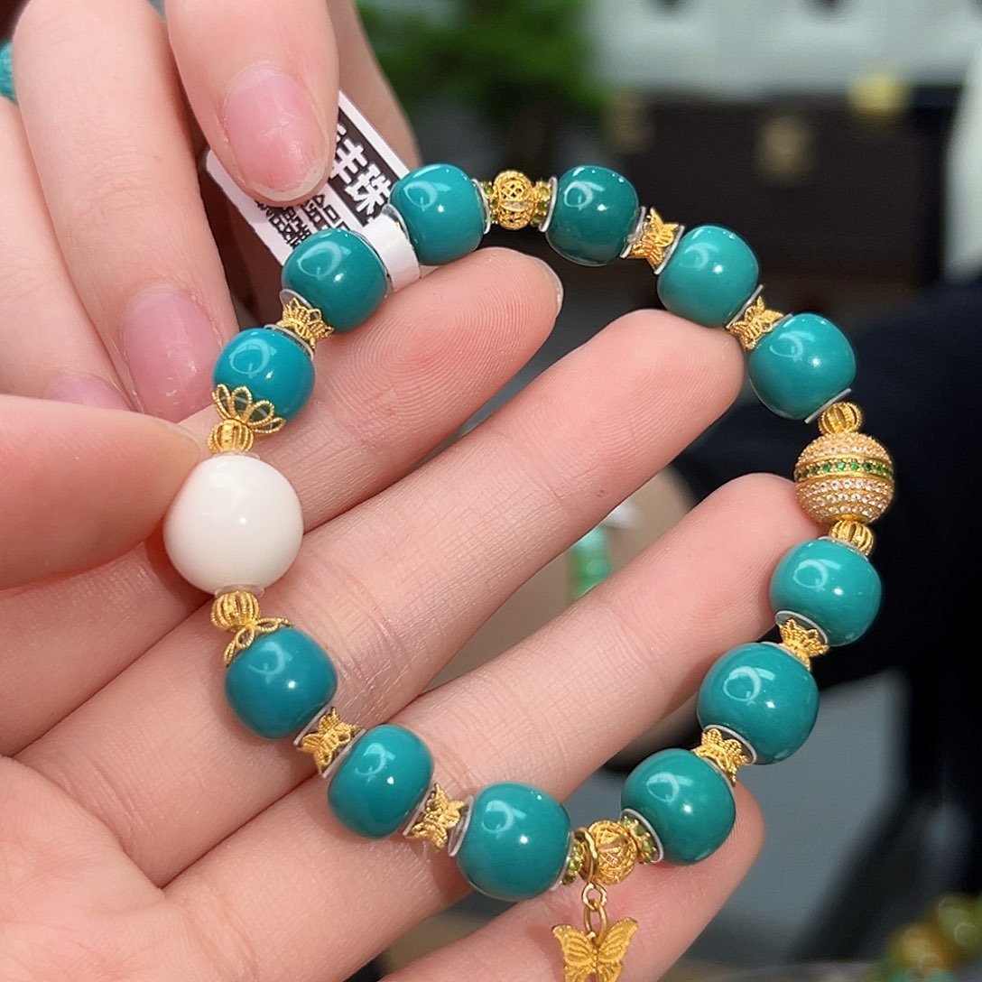 绿松石珠宝奇石18K金镶嵌