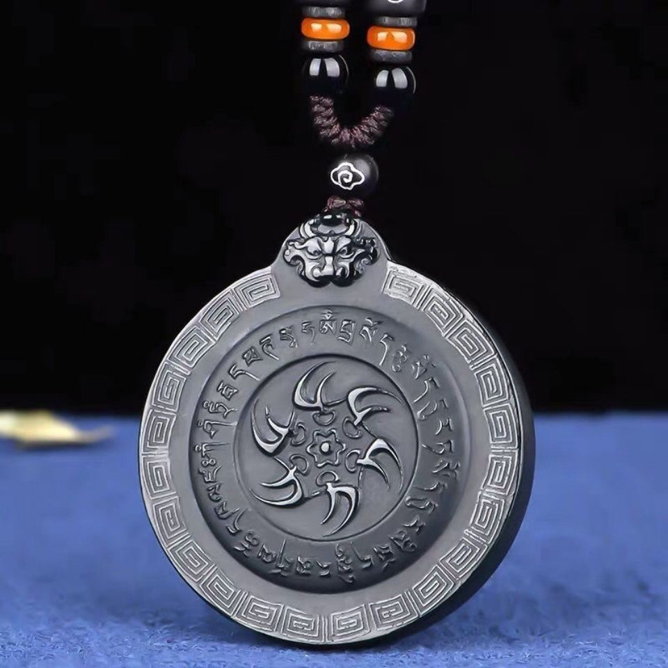 和田玉青玉九宫格八卦男女款玉石玉坠颈饰