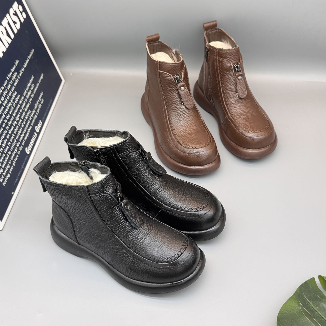 【运费补贴】冬季学院风短靴瘦瘦靴平底百搭妈妈鞋休闲时尚迷1513