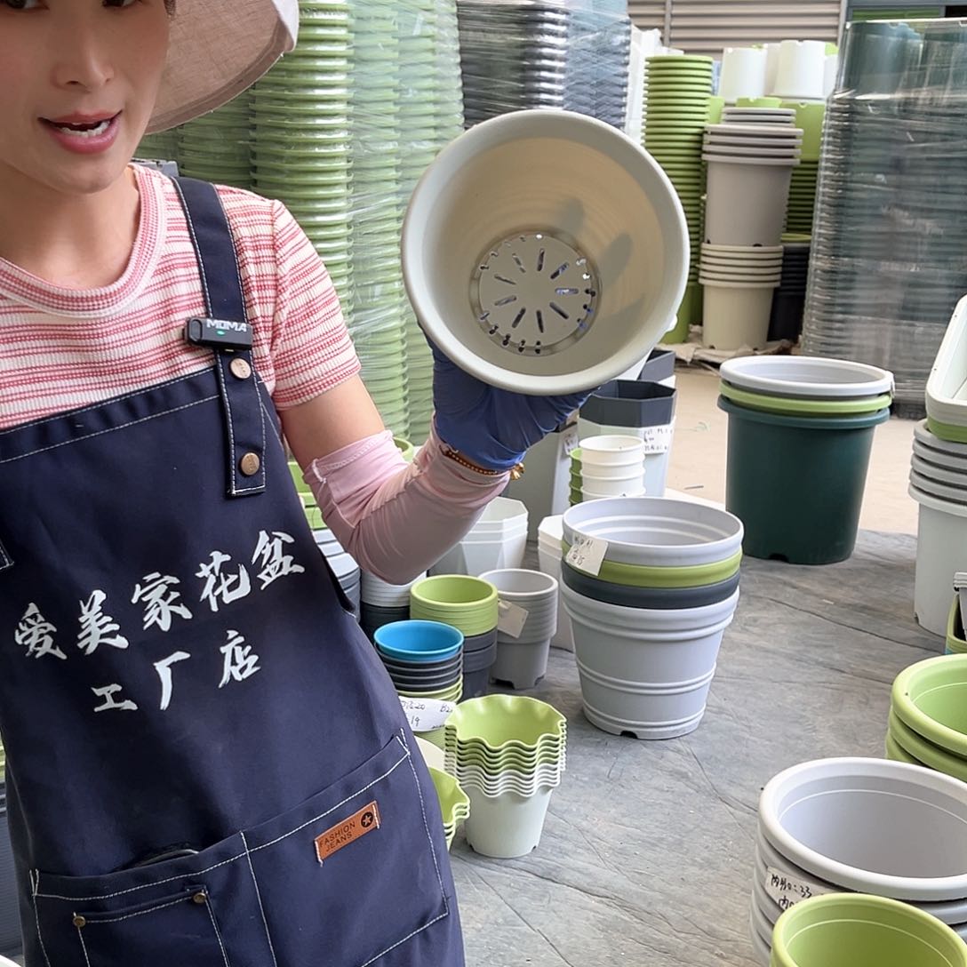 仿陶盆B1米白色5个含托
