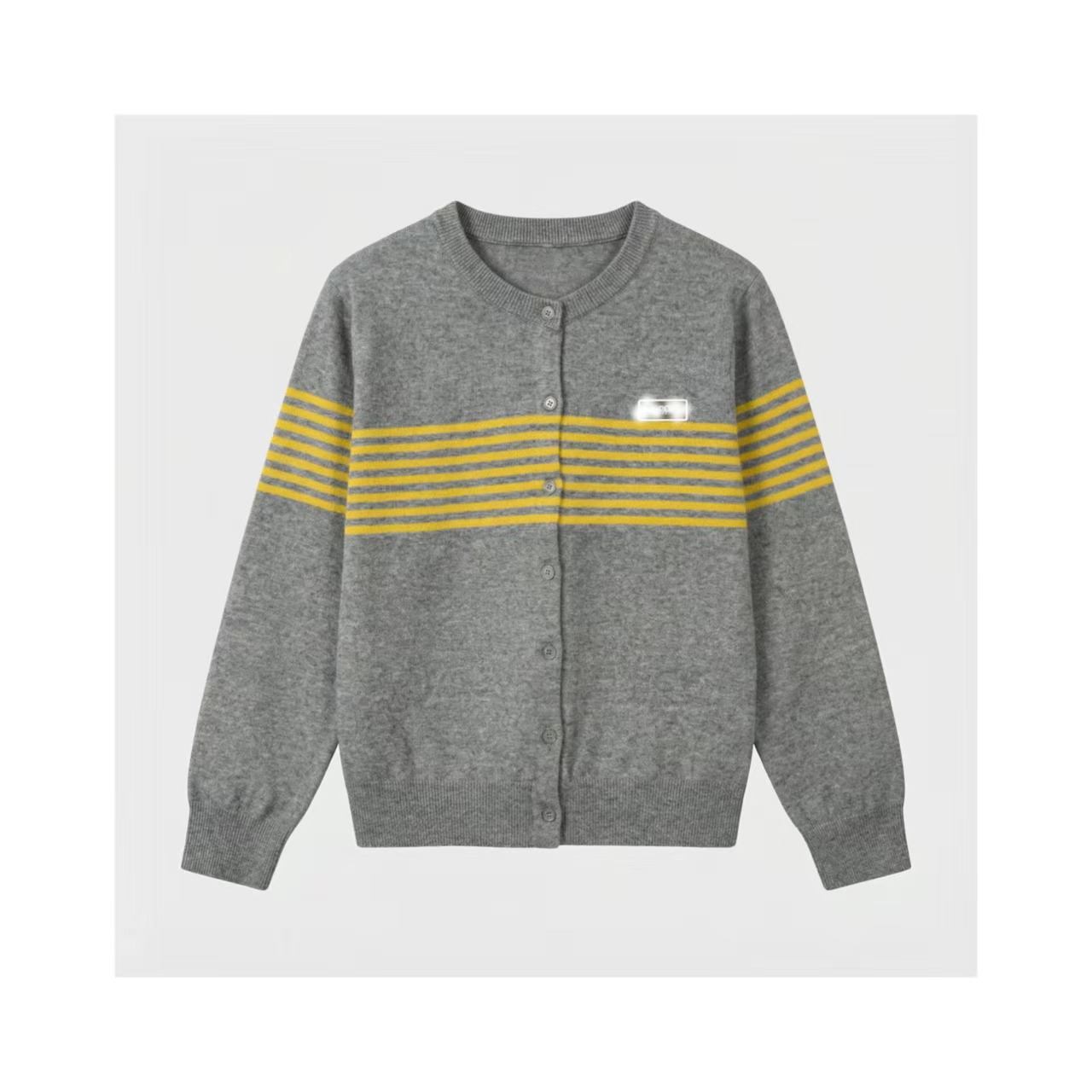 [ 字母条纹 ]软糯亲肤/重工时尚百搭圆领开衫针织A743