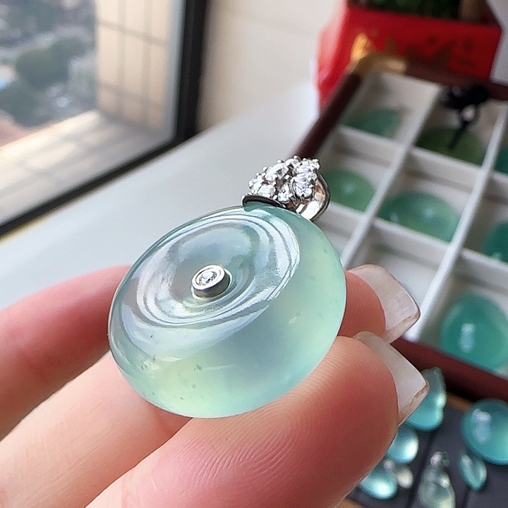 岫玉银S925镶嵌项链岫玉