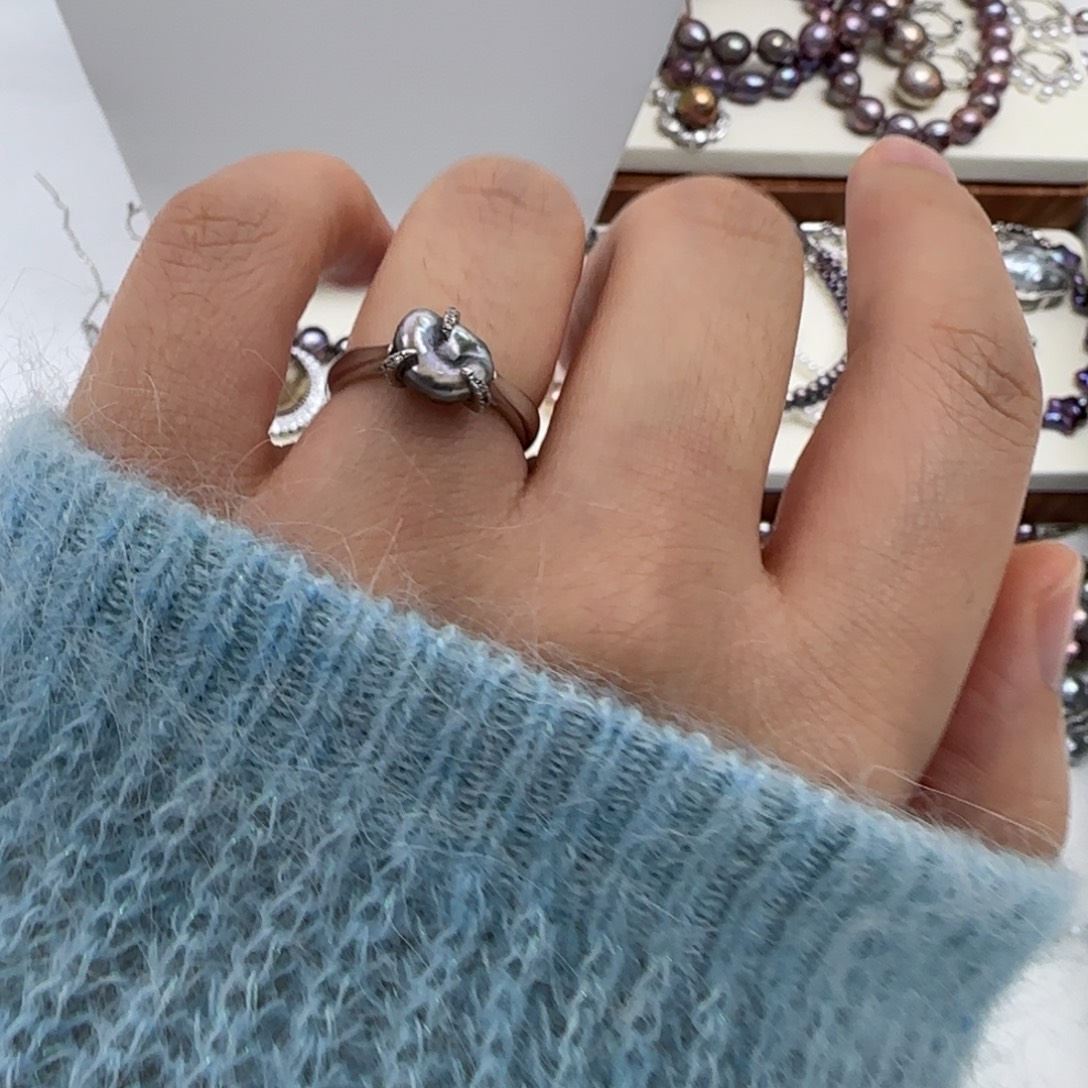 海水珍珠戒指银S925镶嵌