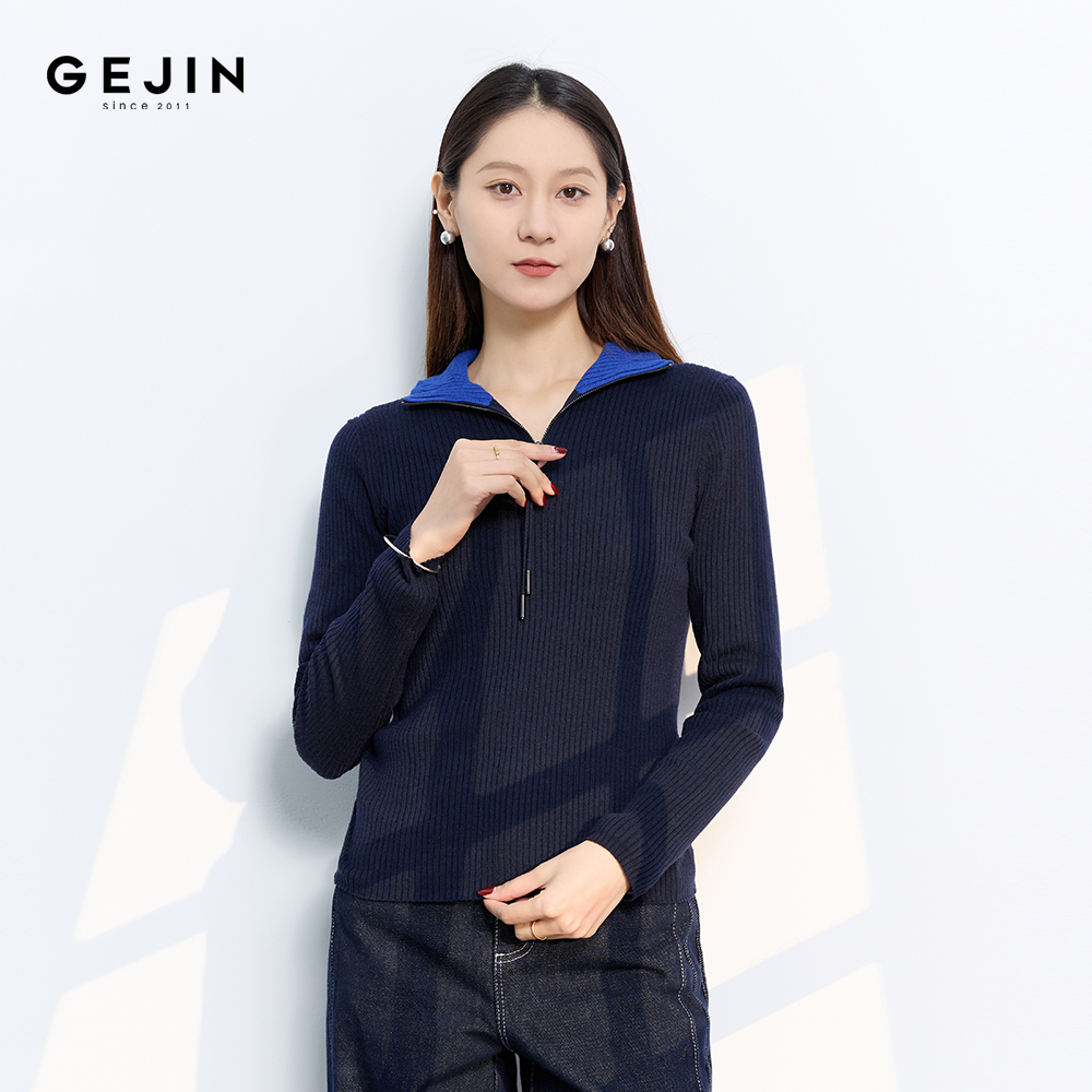 GEJIN/歌锦厚款休闲风长袖女修身型毛针织衫秋冬女装GJ42560679