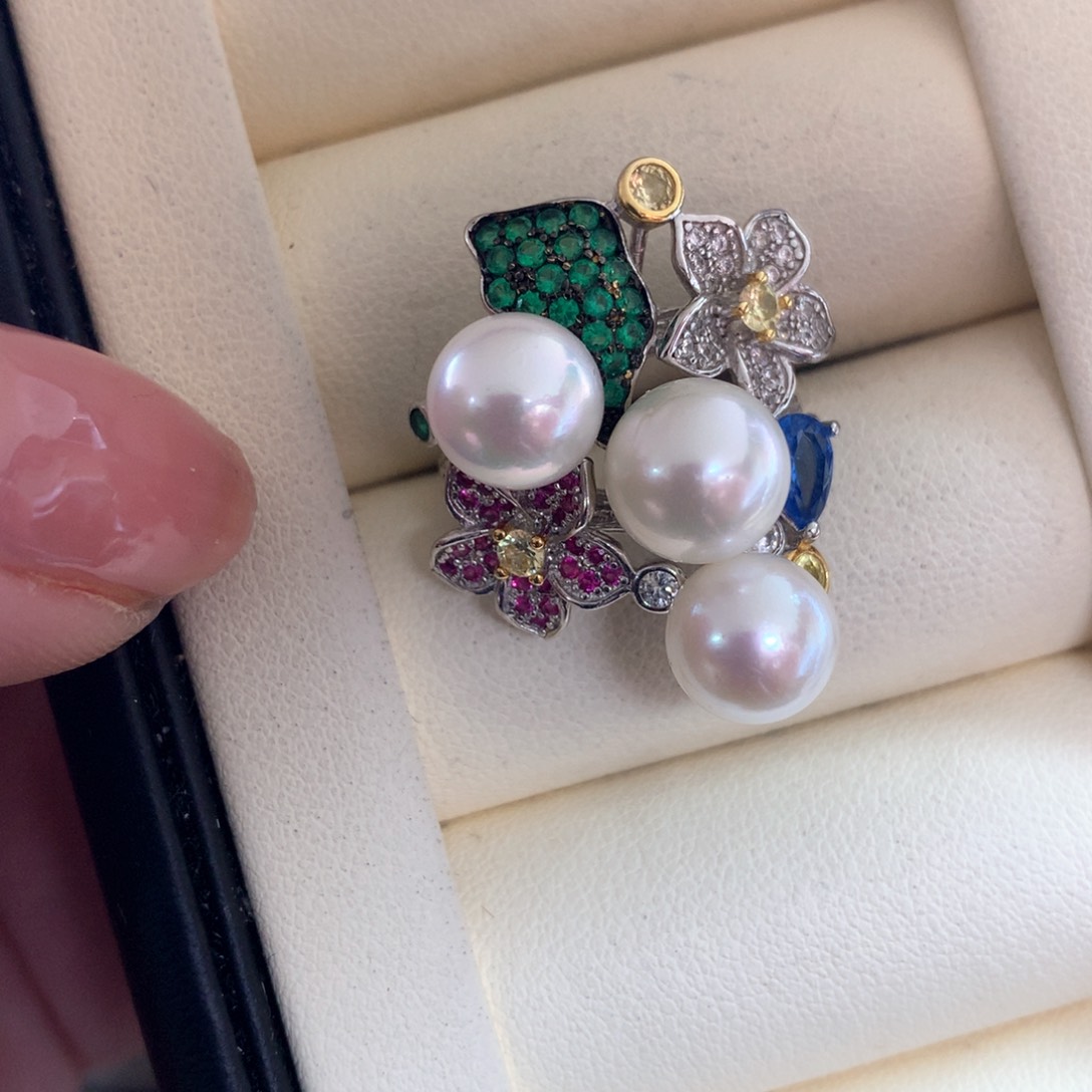 海水珍珠戒指银S925镶嵌