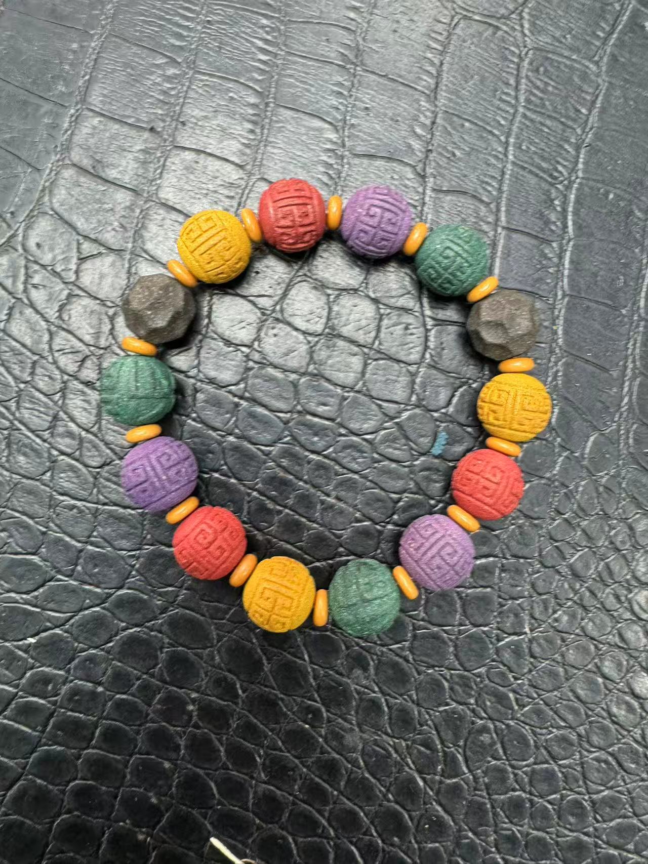 H18五行雕刻合香珠文玩手串12mm