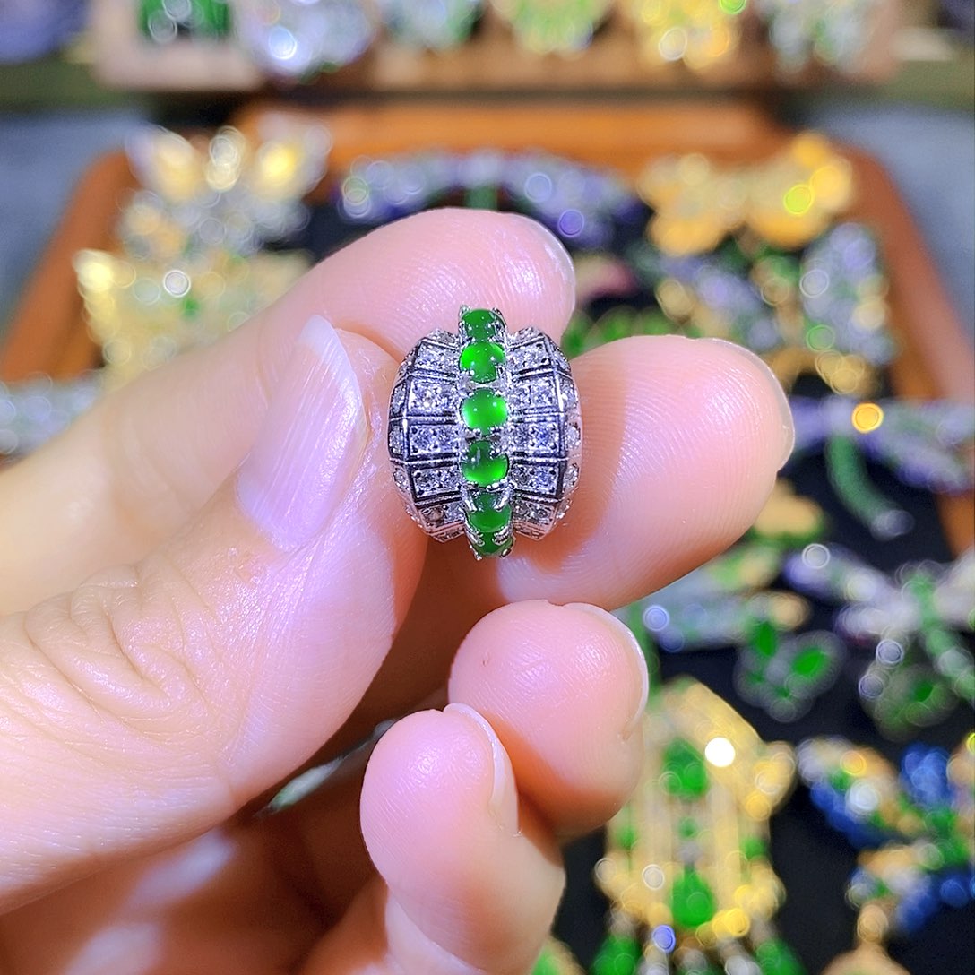 吊坠(不含链)银S925镶嵌翡翠