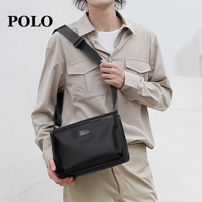 POLO潮流单肩包商务通勤男士男款包包韩版百搭运动防水休闲包