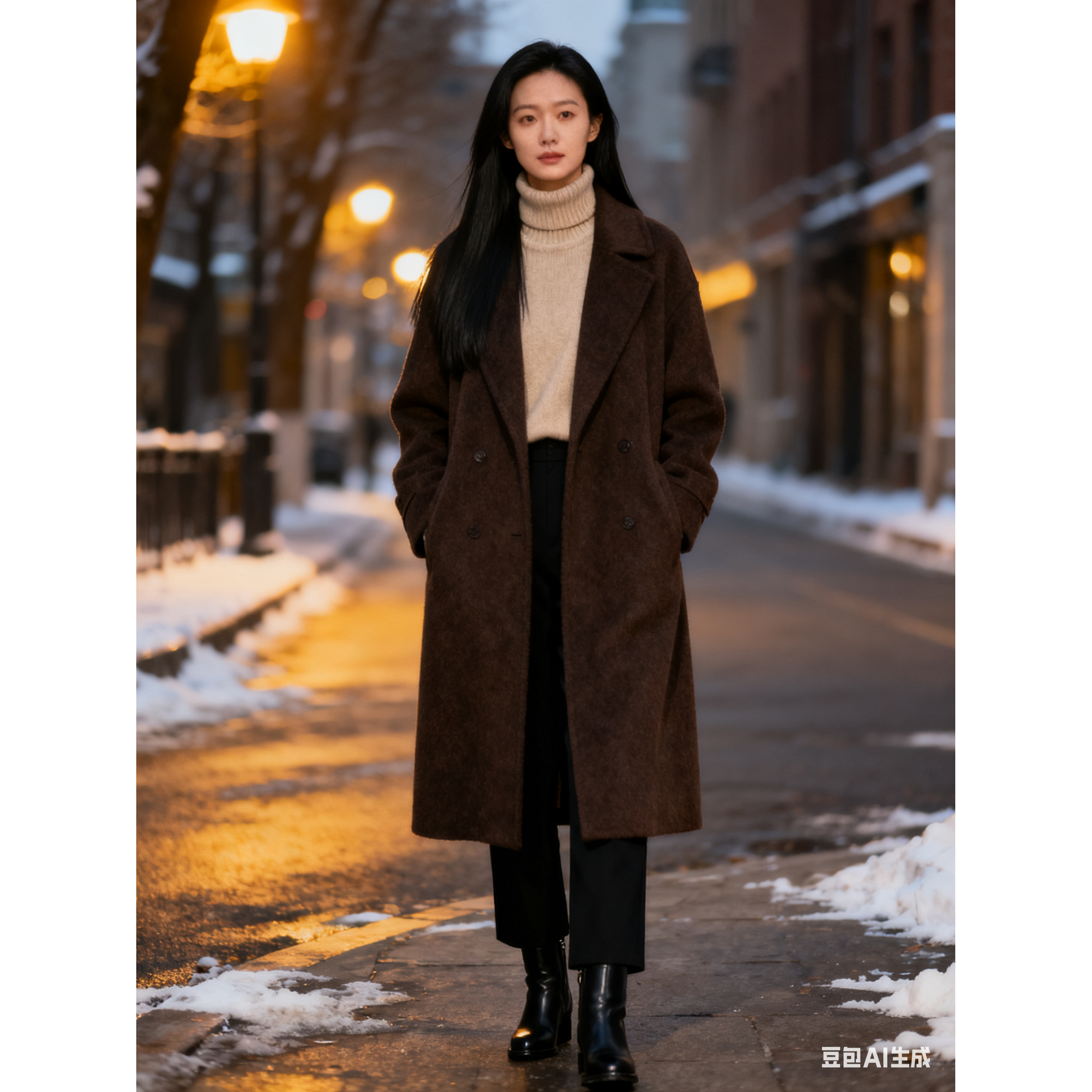【E001-100】单面尼秋冬女长款毛呢常规款加厚外套女装[非主图]E