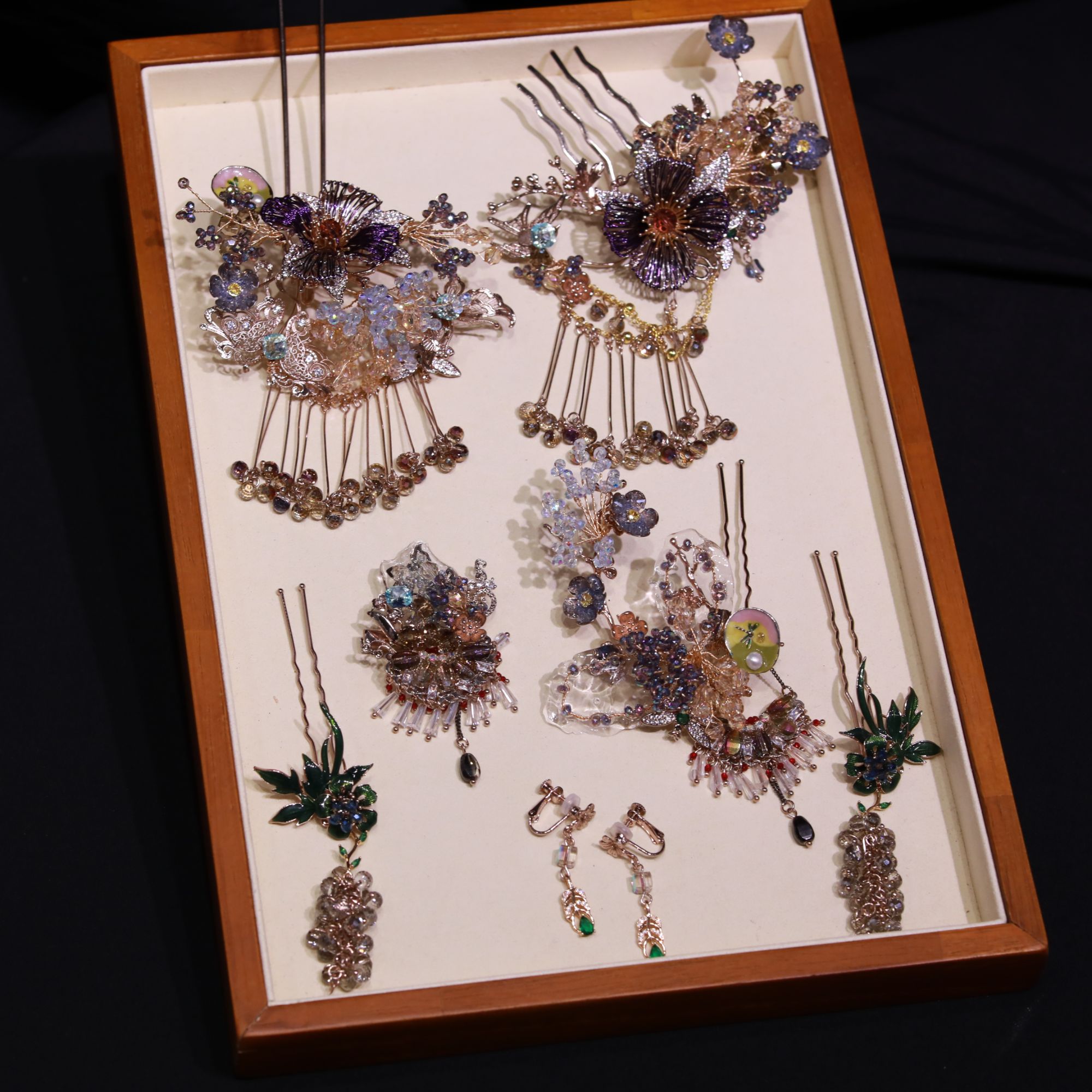 合金仿水晶婚庆饰品 12719复古色中式分体高级配饰减龄百搭款