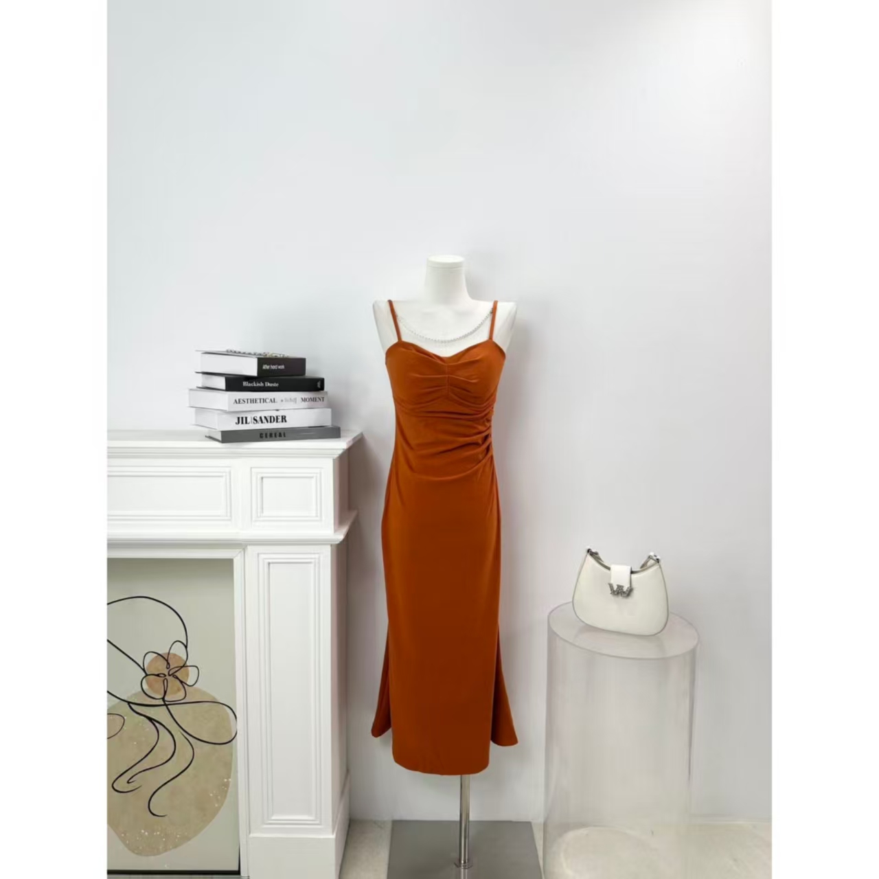 秋冬季复古高级性感辣妹丝绒吊带连衣裙长裙编号601-900